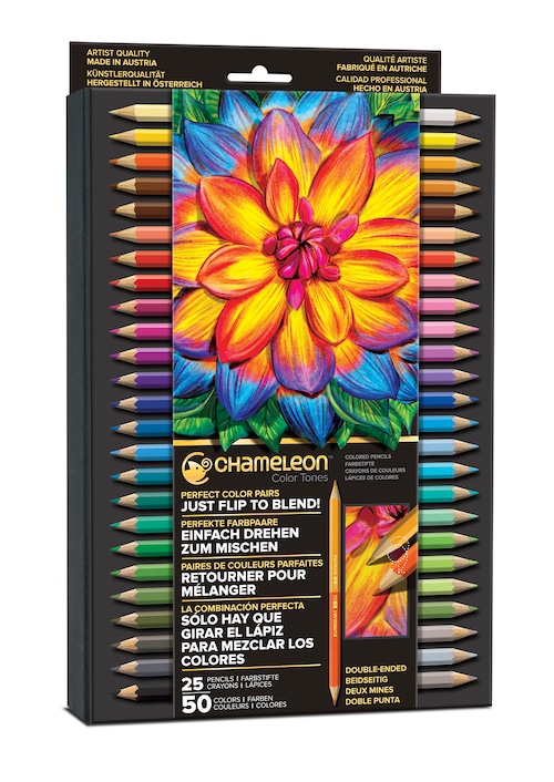 Chameleon 25 Pencils 50 Colors Set (カメレオン　25本入り50色　色鉛筆セット) 