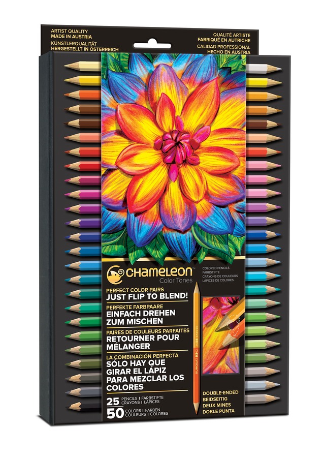 Chameleon 25 Pencils 50 Colors Set (カメレオン　25本入り50色　色鉛筆セット) 