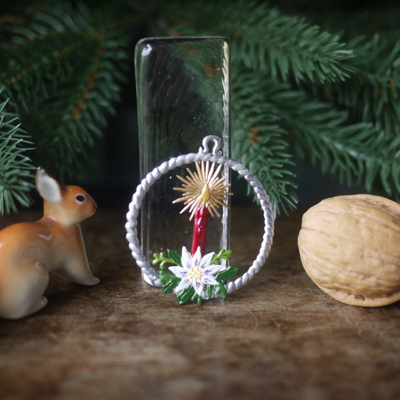 錫の飾り キャンドルとエーデルワイス オーナメント ドイツ