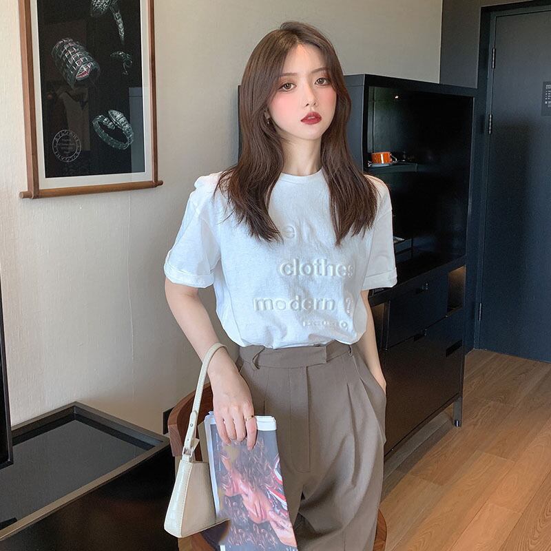 ホワイトTシャツ オータムウィンタールーズトップス 秋物 冬物 YY-ファッション25353753994