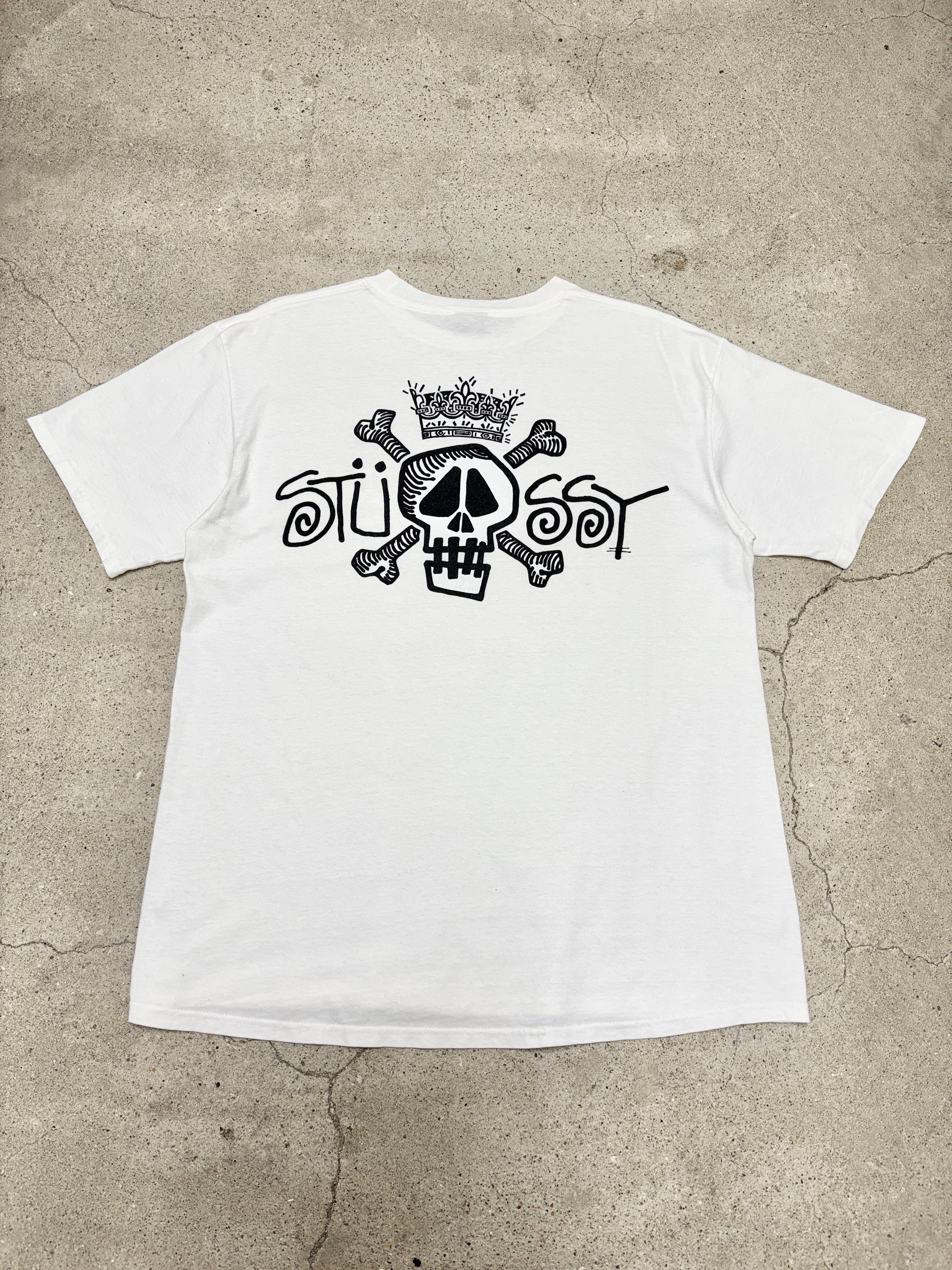 00～10s STUSSY/Skull Crown Tee/L/スカルクラウンプリントTシャツ