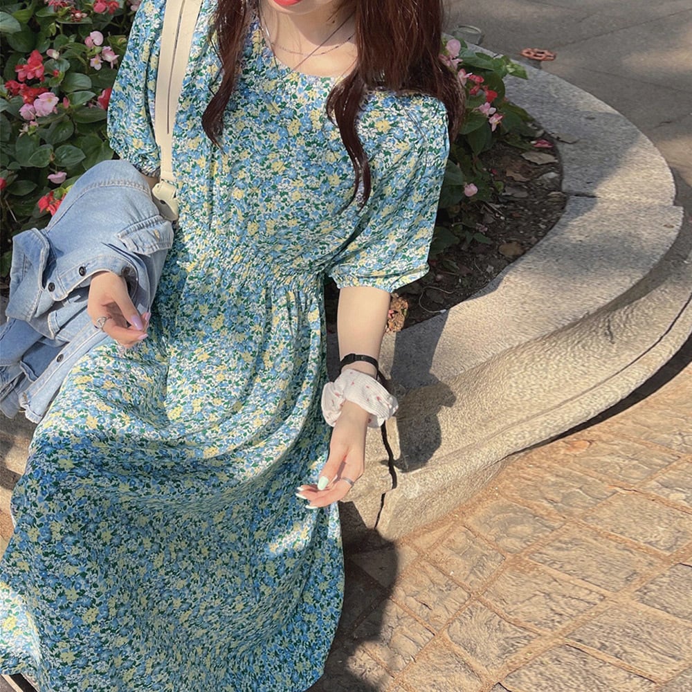 mint design 花柄ロングワンピース 花柄 ロング ワンピース レディース 春夏 韓国 きれいめ 大人 かわいい