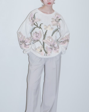 1980-90s ramie cotton floral knit sweater