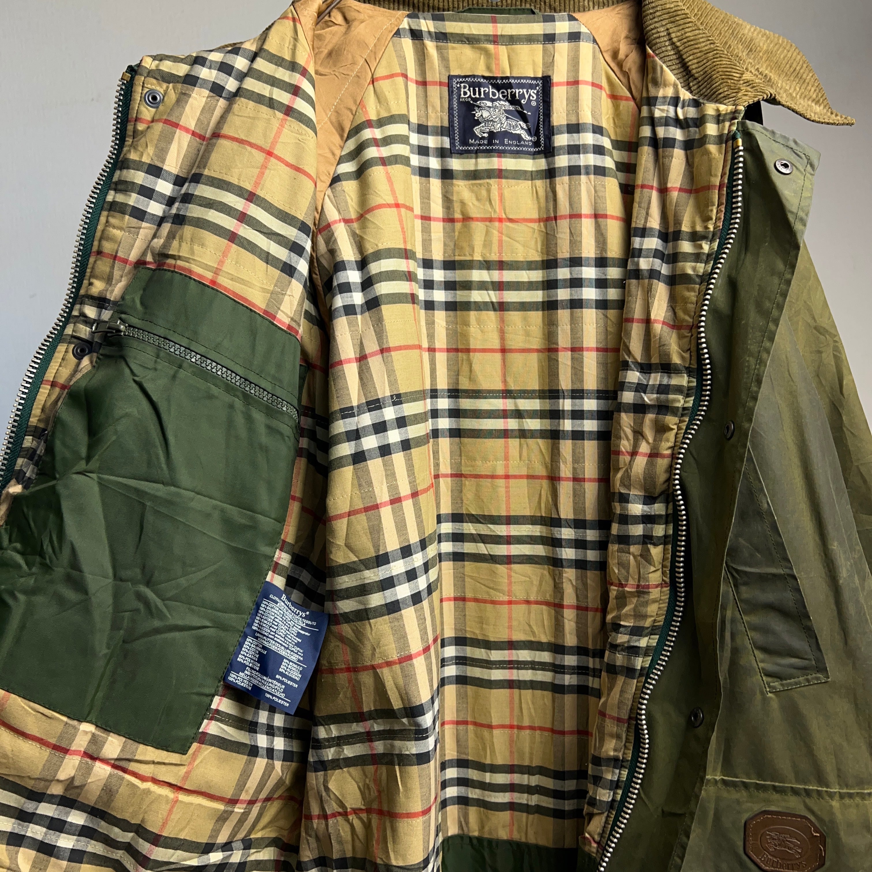 90's “Burberrys” Oiled Cotton Jacket 英国製 90年代 バーバリー オイルドジャケット  オリーブグリーン【1000A08】【送料無料】