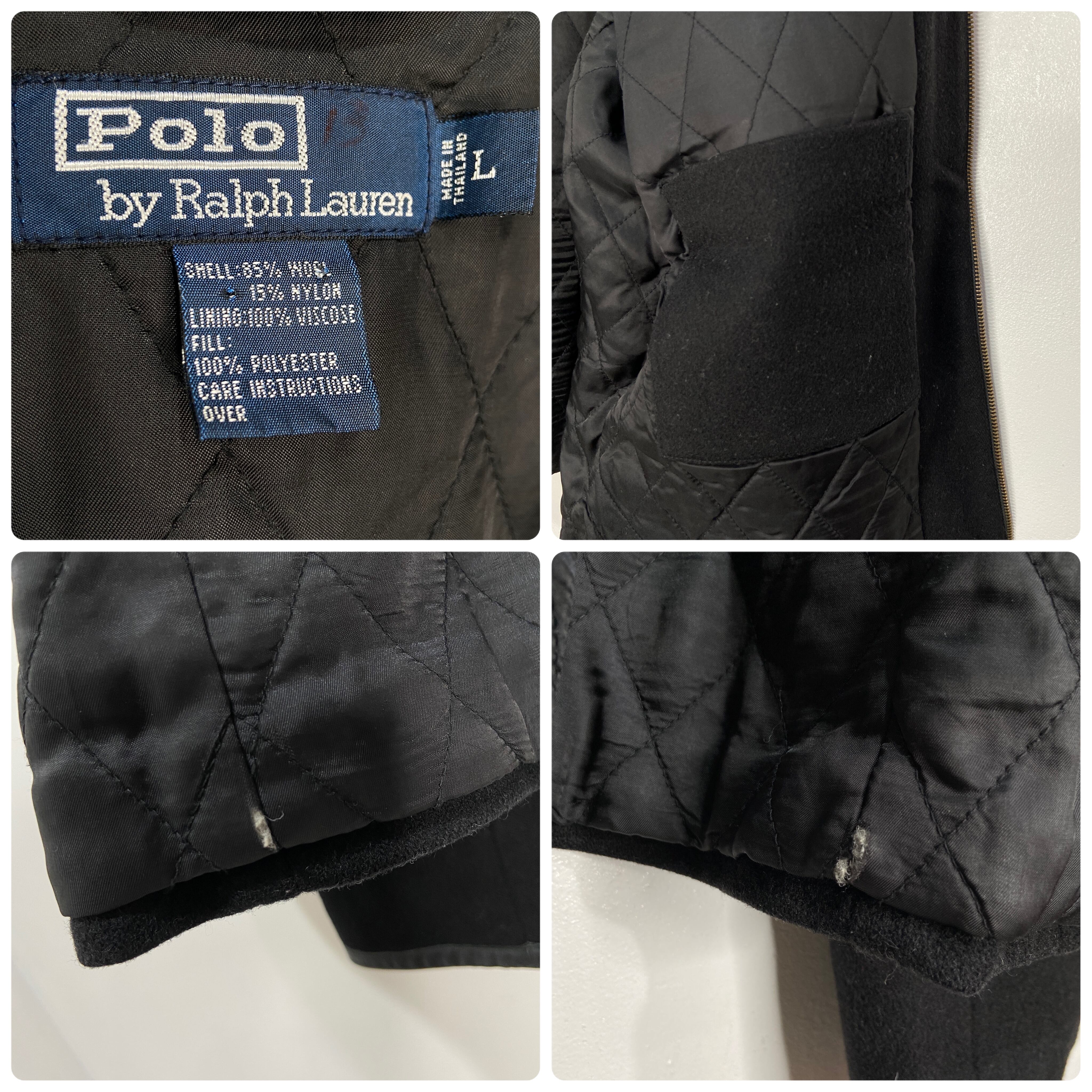 90s RalphLauren ウールスポーツジャケット エルボーパッチ 黒 L