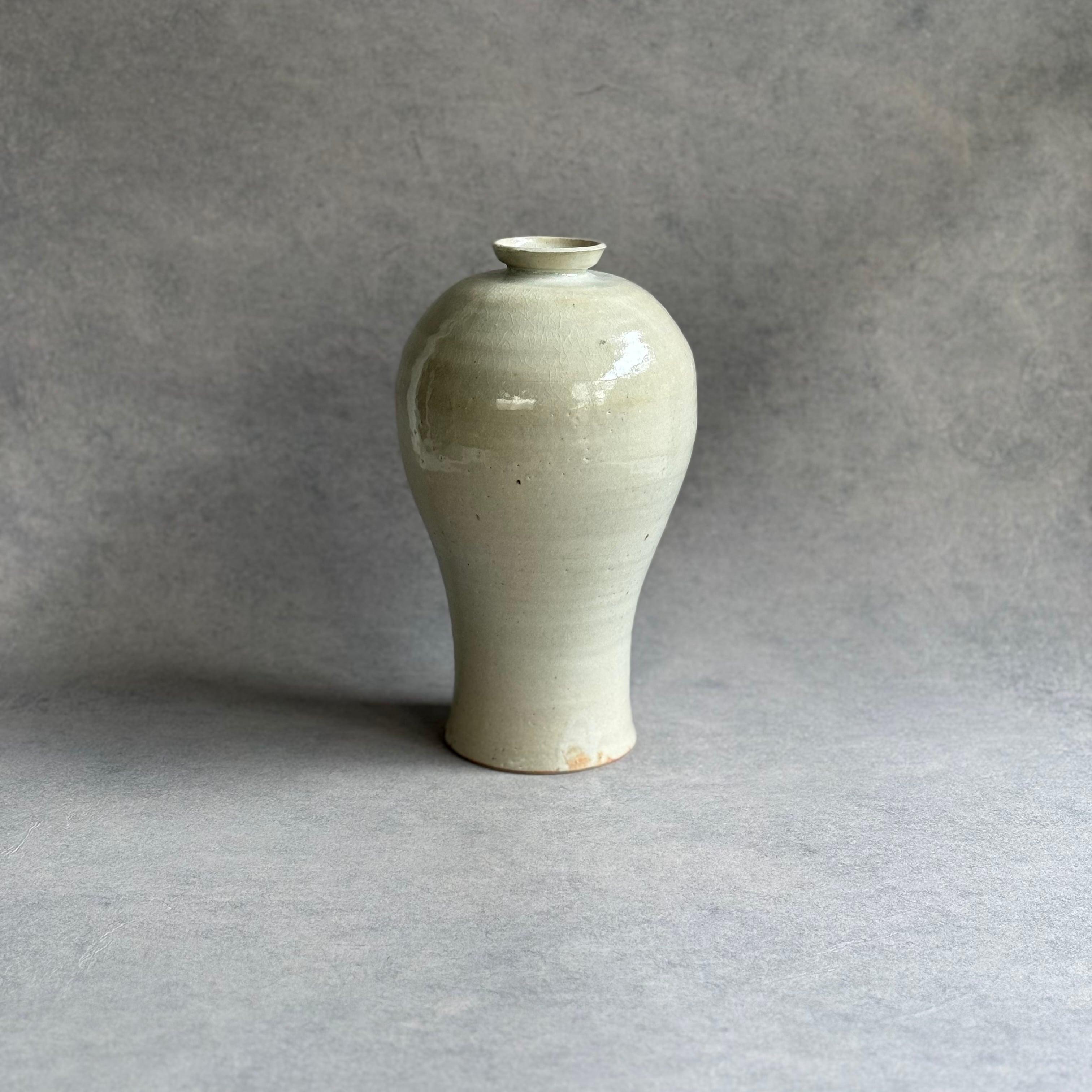 中国美術 天青釉 梅瓶 高17cm ZE216 日高伸治 青白磁 梅瓶 | gallery 一白