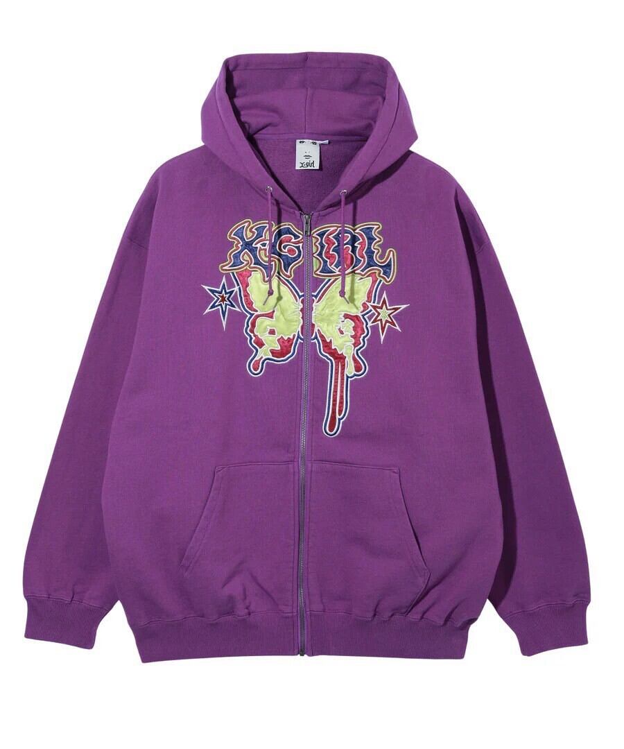 X-girl エックスガール BUTTERFLY ZIP UP HOODIE X-girl】BUTTERFLY ZIP UP HOODIE / PURPLE【エックスガール】 | PARX