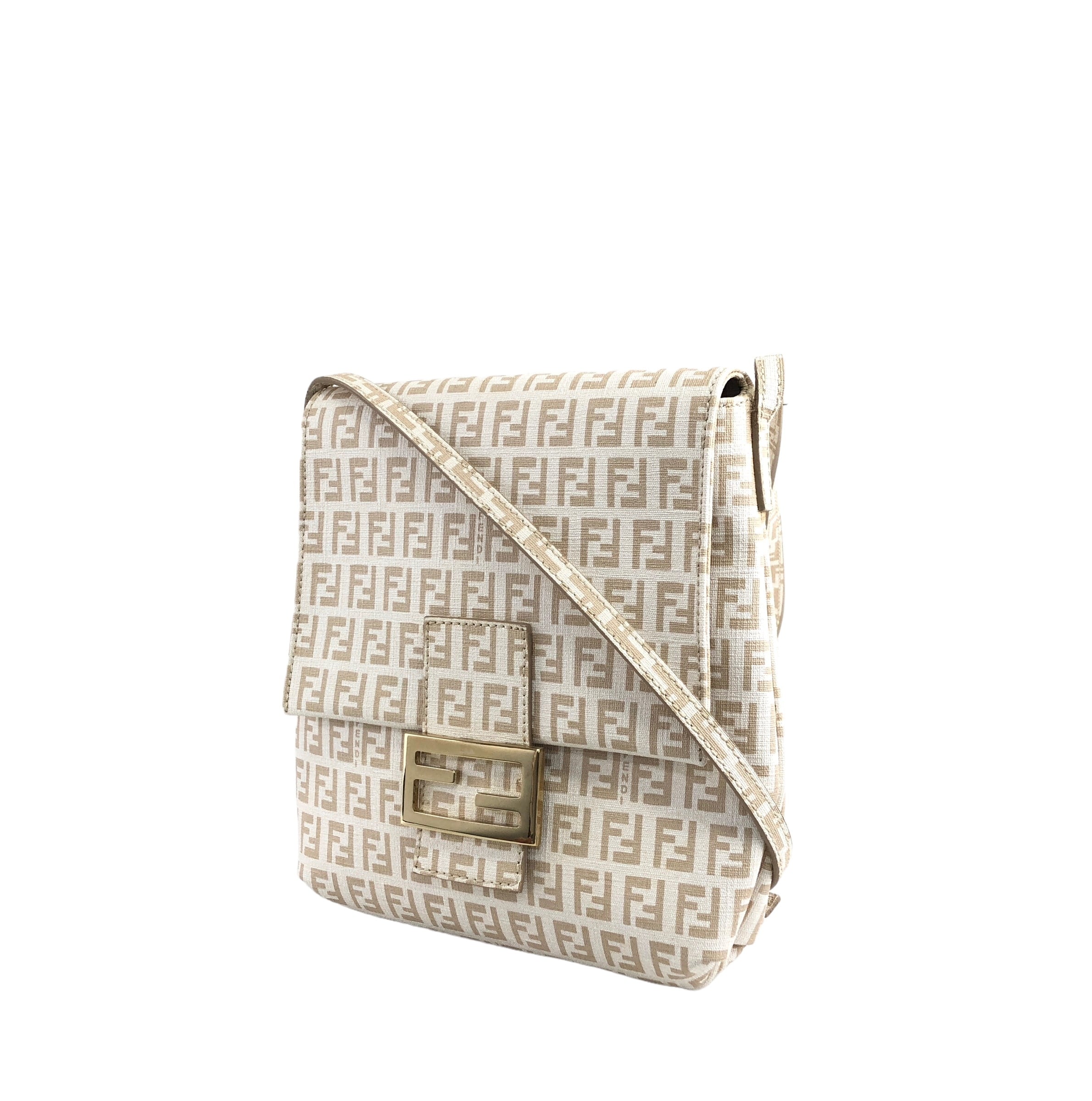 FENDI フェンディ ズッキーノ ショルダーバッグ ベージュ FFロゴ PVC