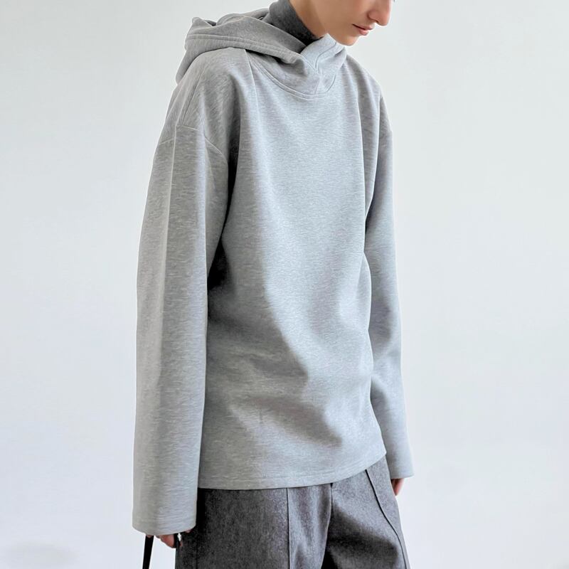 フード付き オーバーサイズ ヒップ丈 スウェットシャツ 3color MTO0448