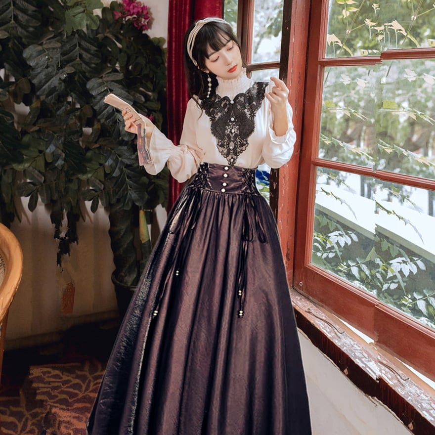 ハンドメイド ロリィタ ブラウススカートセット ロリータファッション