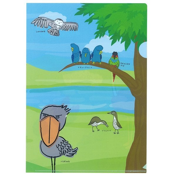 A4クリアファイル 絶滅危惧種 鳥の動物大集合 ハシビロコウ クリア