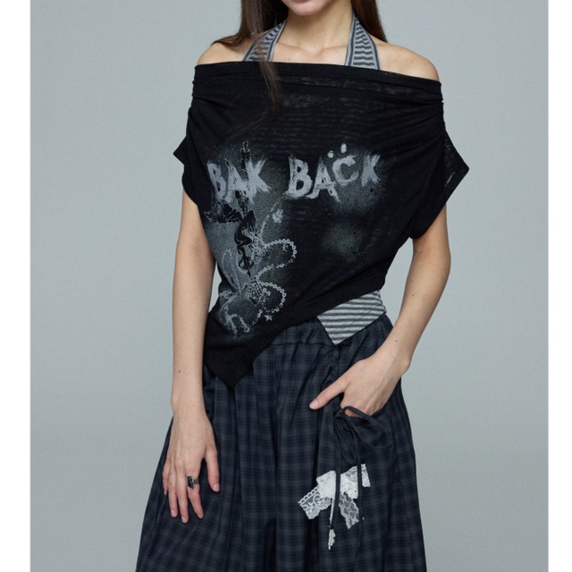 Halter-neck & off-shoulder top E7126