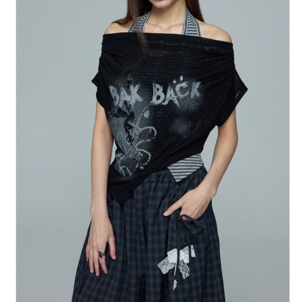 Halter-neck & off-shoulder top E7126