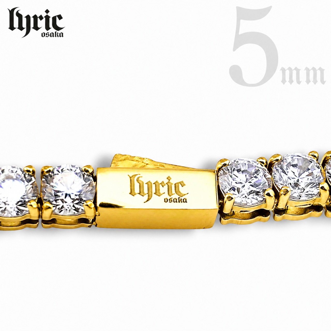 【最高級】stainless316L 5mm 16cm luxury tennis bracelet  gold