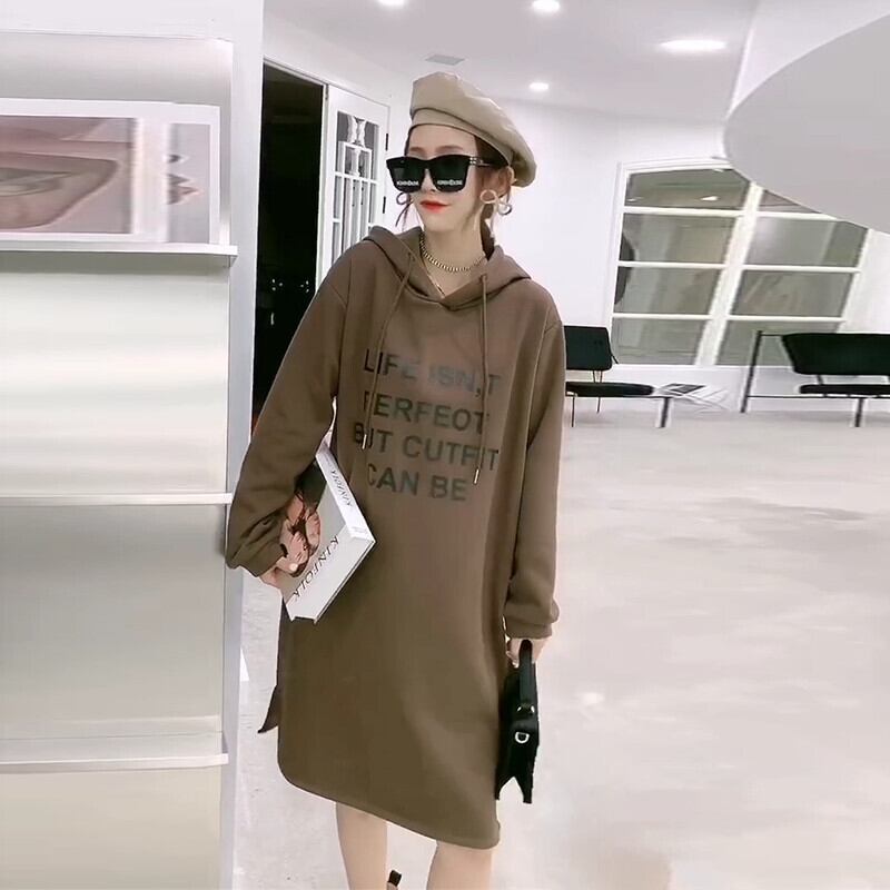 オータムウィンタードレス 薄手フードセーター スタイル 大きめサイズ 秋物 冬物 ミックスインファッション26578381799