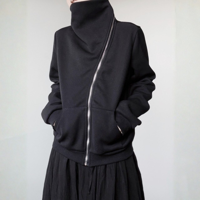 Asymmetric high neck zip jacket C1642