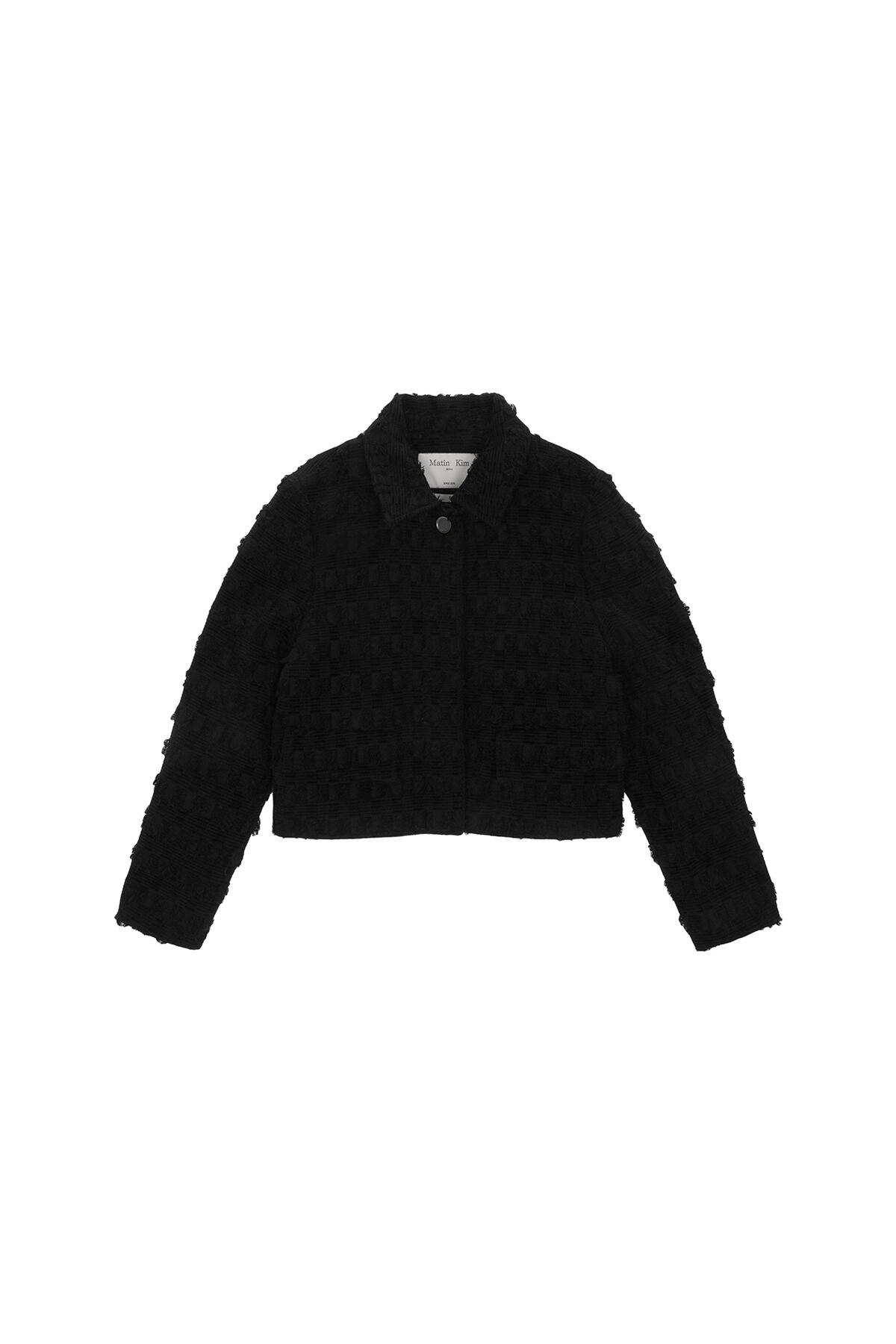 Matin Kim] BUTTON UP TWEED CROP JACKET IN BLACK 正規品 韓国