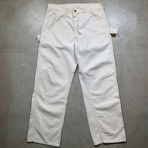 60's~ ホワイトコットンペインターパンツ ワークパンツ WASHINGTON DEE CEE 生成り PRENTICEジッパー W32 希少 ヴィンテージ BA-1641 RM2060HH