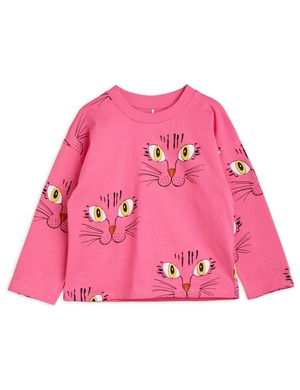入荷済【23AW 】minirodini( ミニロディーニ )Cat longsleeve tshirt  pink　Tシャツ　ネコ