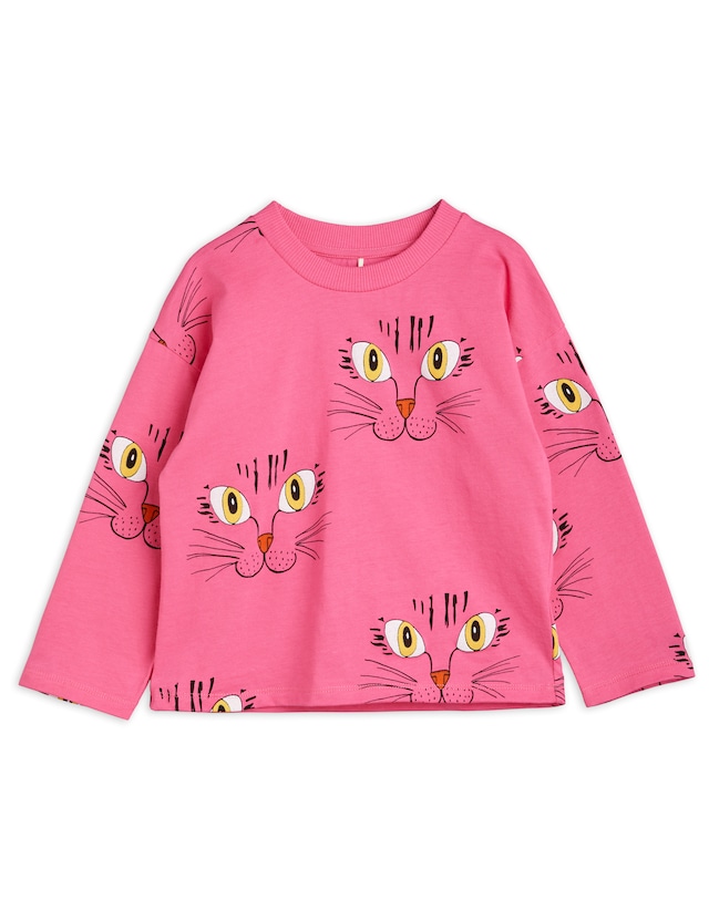 入荷済【23AW 】minirodini( ミニロディーニ )Cat longsleeve tshirt  pink　Tシャツ　ネコ