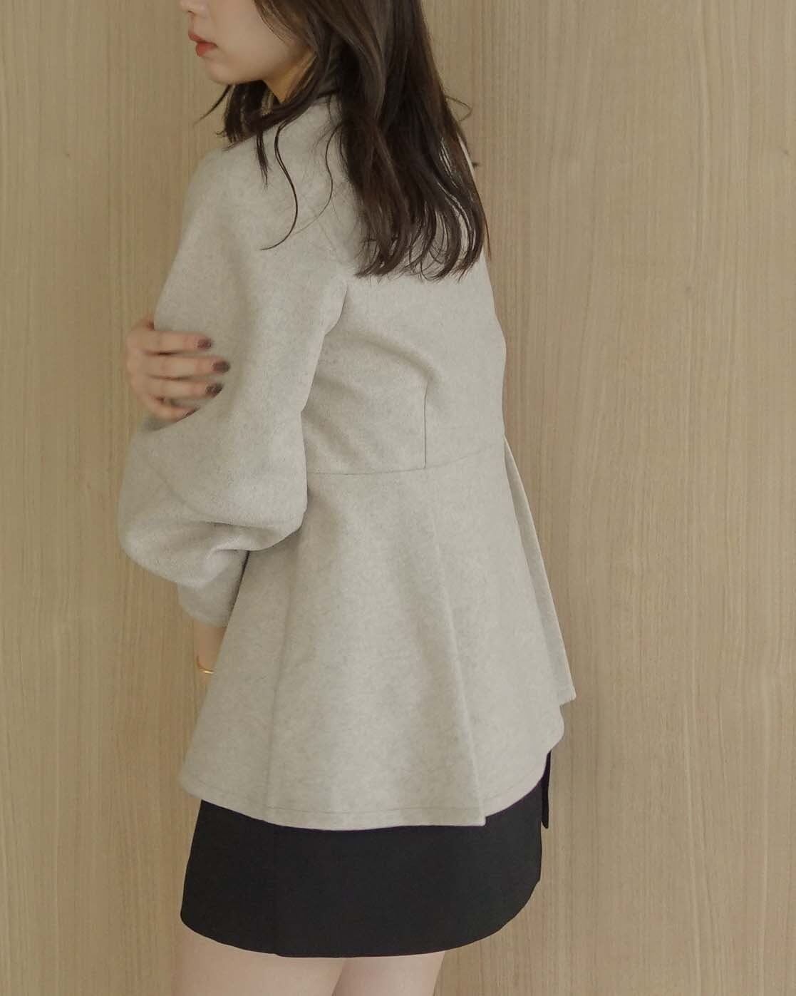 AM471003 melton peplum button tops 【12月上旬予約商品】 | Alumu.