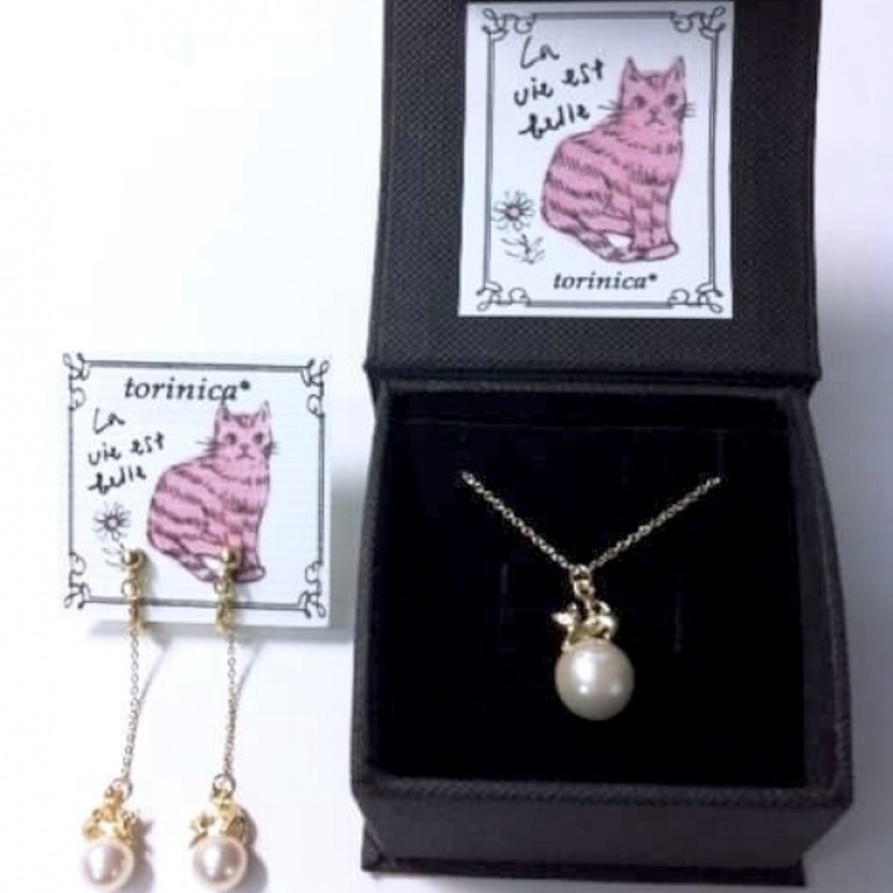 ネコ&パール ネックレス