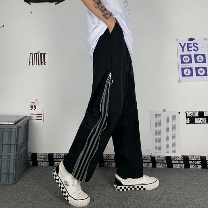 スタイルサマールーズパンツ レディースハイウェストカジュアルストライプジッパー 夏物 ケッペル93885571958