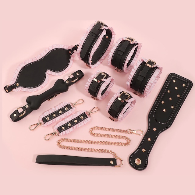 フリルレザー拘束具セット【No.3090】/かわいいレディースコスプレ衣装