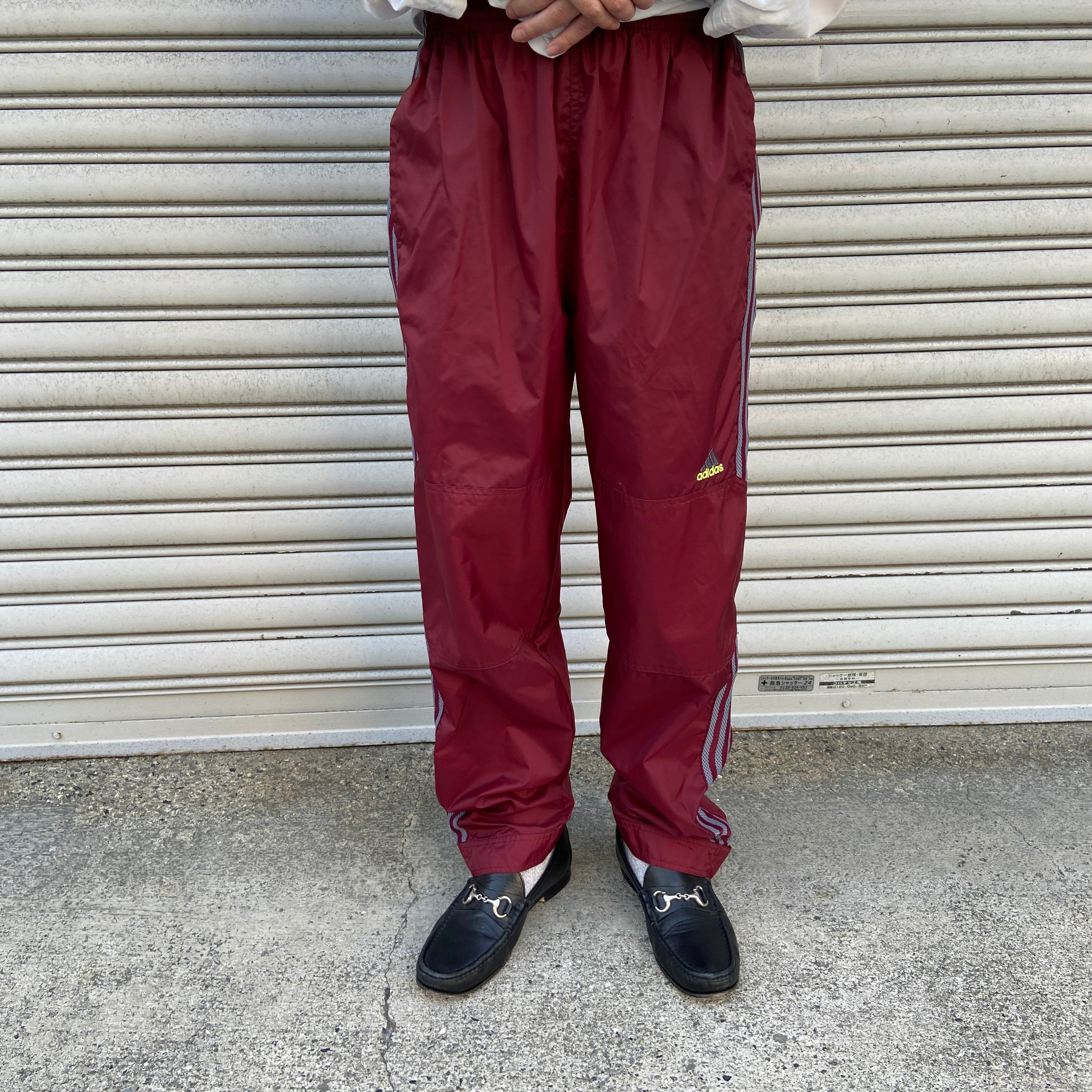 送料無料』90s adidas ナイロンパンツ パフォーマンスロゴ 万国旗タグ 