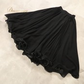 社交ダンス 衣装 Friend スカート レッスンウェア ブラック系 黒 無地 シンプル プリーツスカート チュール 透け感 シースルー フレア 軽やか 華やか かわいい おしゃれ 上品 大人っぽい ダンス 練習 レッスン ダンス衣装 練習着 社交ダンス衣装 発表会 ステージ衣装 日本製