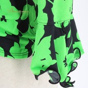 社交ダンス 衣装 スタンダード トップス レッスンウェア レディース 練習着 花柄 黄緑 黒 ブラック系 ライトグリーン系 長袖 バイカラー 花柄デザイン 伸縮性 フォーマル ウェア ダンス用 カジュアル 着やすい おしゃれ 目を引く 練習用 体型カバー シンプルスタイル ストレッチ素材 軽やか エレガント トレーニング用 飾り 柄物 レディースファッション 上品 仕立て 良品