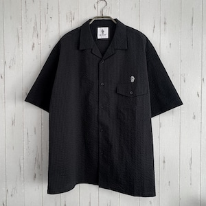 8G DOTAIR®︎ COOLMAX SUCKER OPEN COLLAR SHIRT -BLACK-
