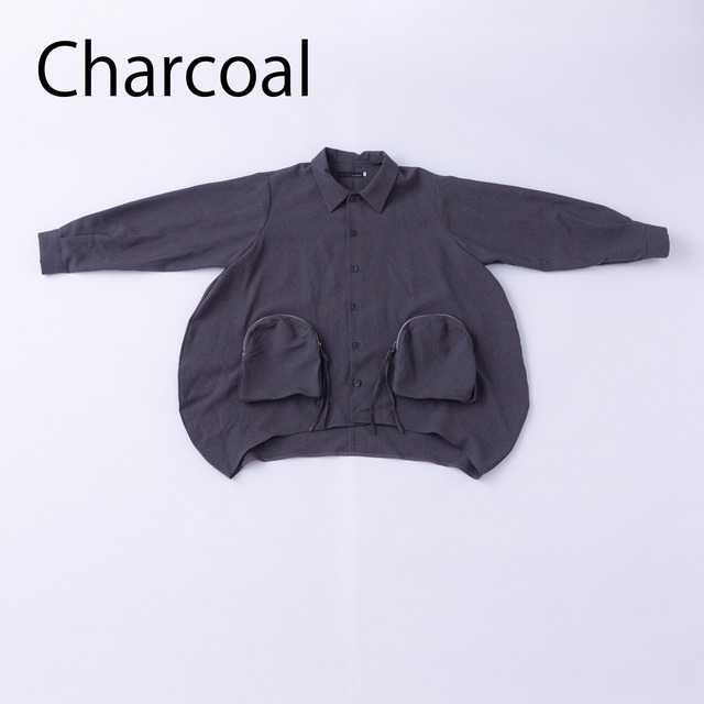 〈 nunuforme 25SS 〉 サークルジップシャツ / Charcoal