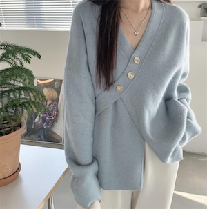 chest button design knit L2505