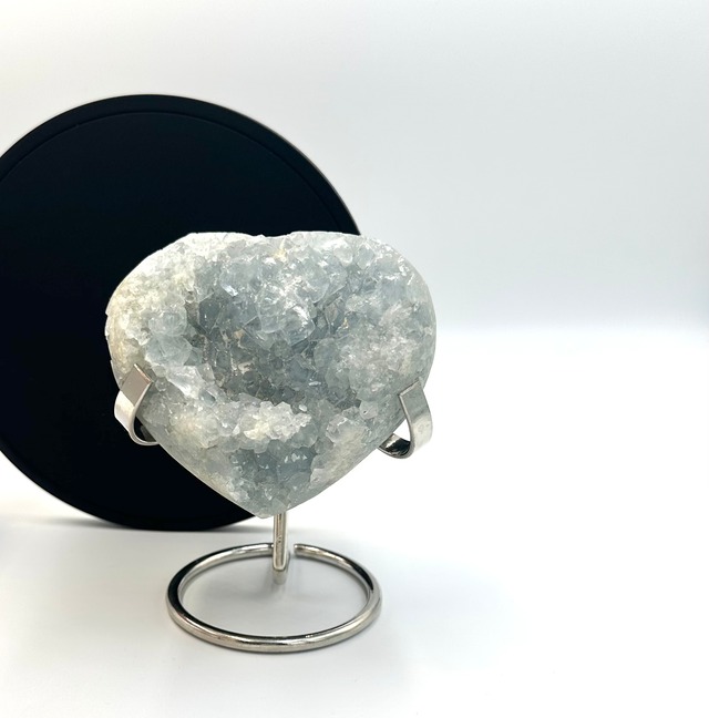 (00888)【1点のみ】セレスタイト　原石　ハート型　両面結晶　Celestite　 天青石　天然石インテリア　置物　パワーストーン　天然石