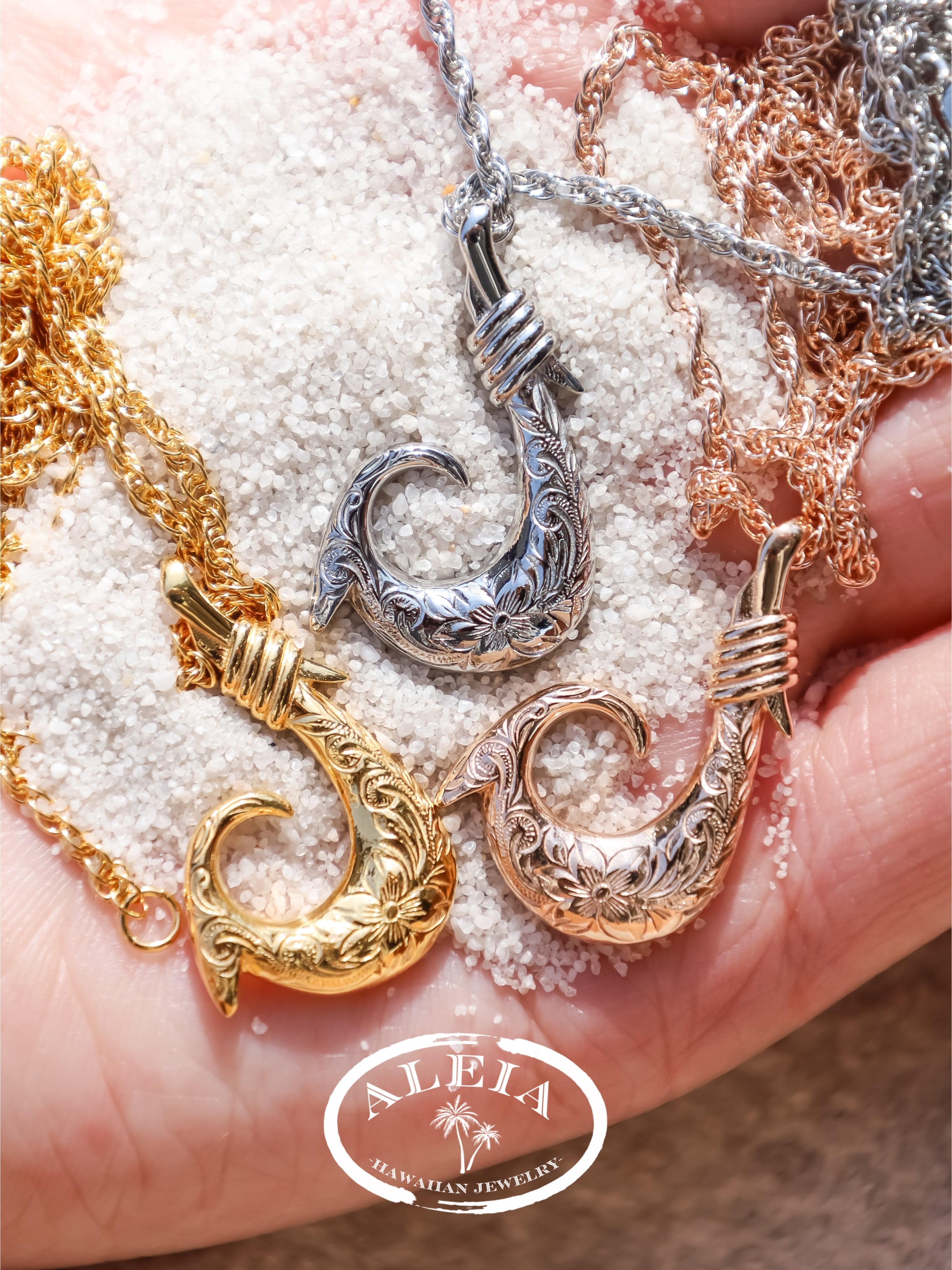 完売カラー★ALEIA★ハワジュ★アクアマリン×ロープチェーン★ノンアレルギー 完売カラー☆ALEIA☆ハワジュ☆アクアマリン×ロープチェーン