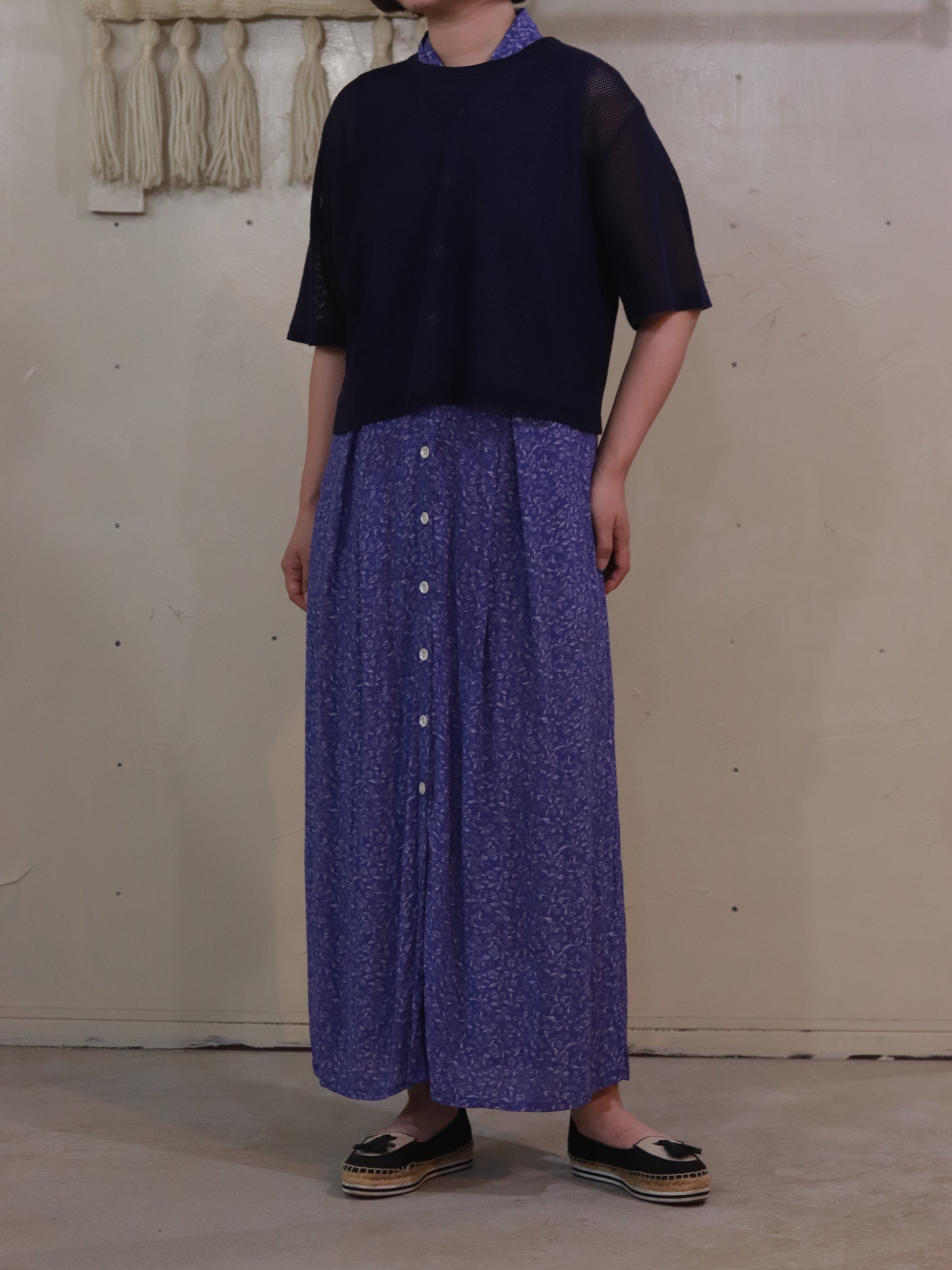 CROPPED NAVY MESH T-SHIRT