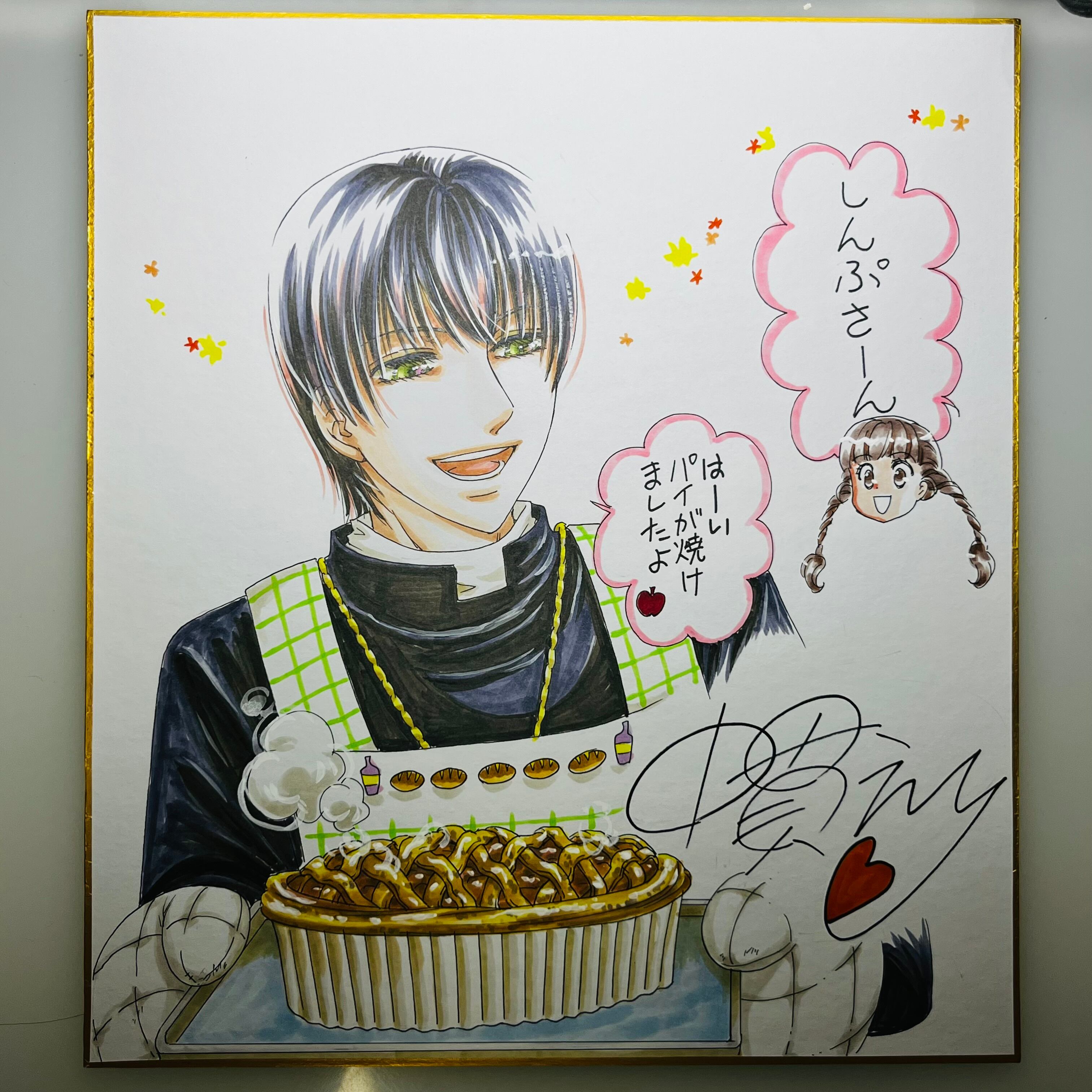 直筆イラスト色紙 神父（パイ） | 中貫えりSHOP