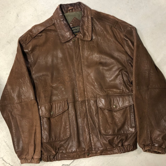 1990s EDDIE BAUER BROWN LEATHER JACKET