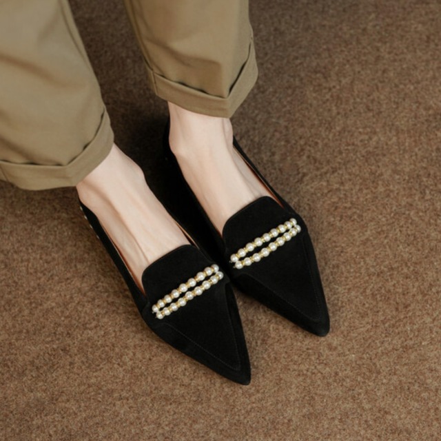 Low heel pearl pointed toe LA250107
