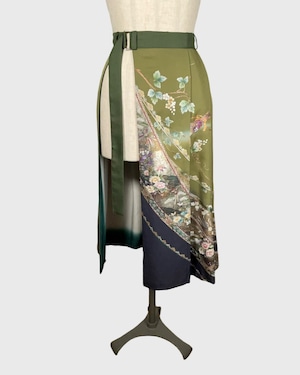 着物重ねスカート(訪問着より制作) Kimono Overlay Skirt (Made of Houmongi-Kimono)