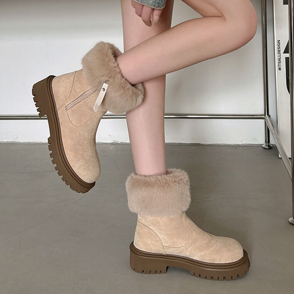 厚底 ショートブーツ 裏起毛 レディース 秋冬 韓国 おしゃれ 大人 かわいい 通勤 通学 カジュアル きれいめ 歩きやすい 疲れにくい ふわふわ 防寒 保温 暖かい 大人可愛い 大人女子
