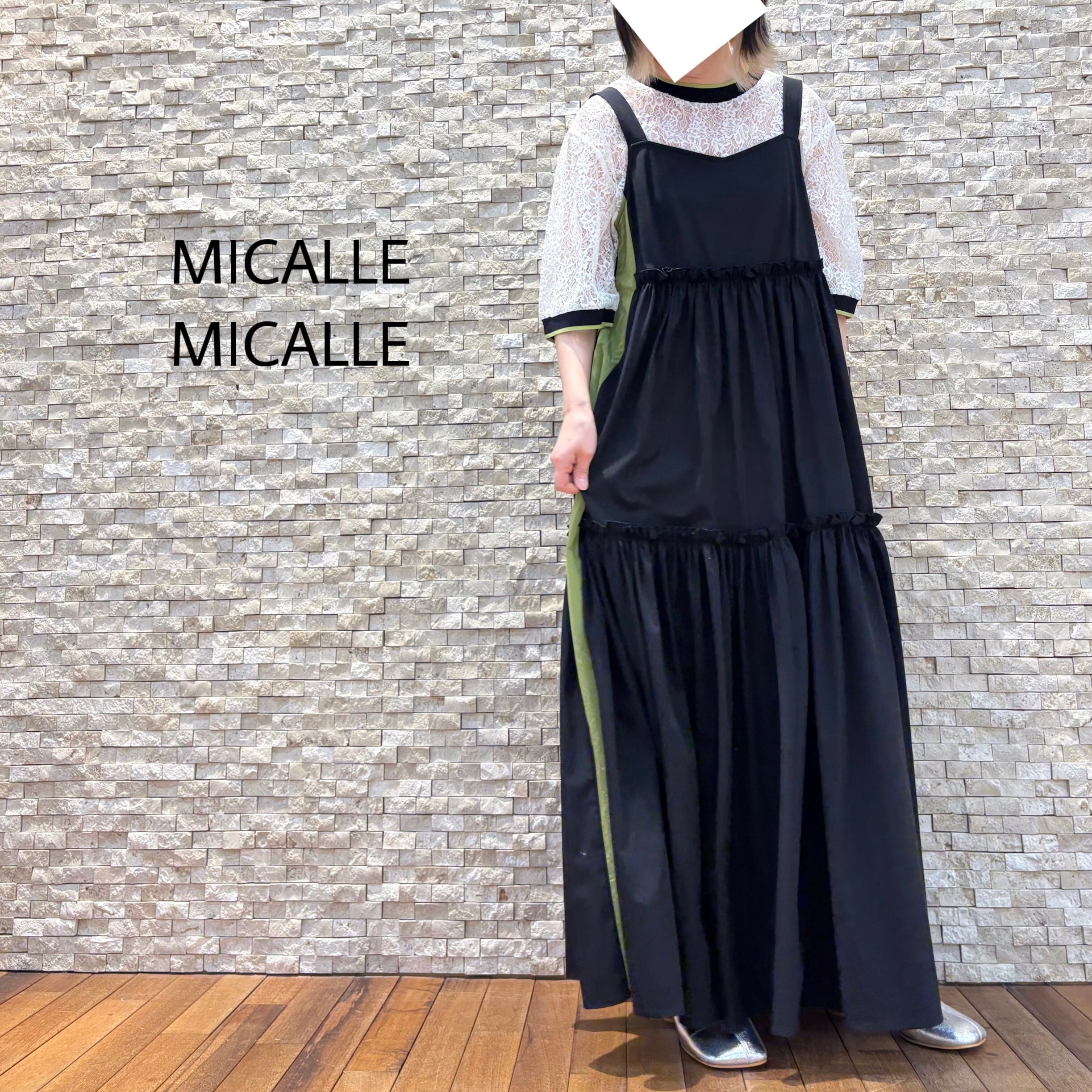 【MICALLE MICALLE】サイドライン切り替えキャミソールティアードワンピース(MMA112-DEA)