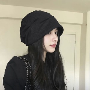 キャスケット レディース 秋冬 韓国 コーデュロイ調 ボリューム ギャザー 立体フォルム 深め 小顔見え 後ろゴム ヴィンテージ レトロ 古着風 ストリート 大人 カジュアル デイリー 高見え [LW-CGH006]