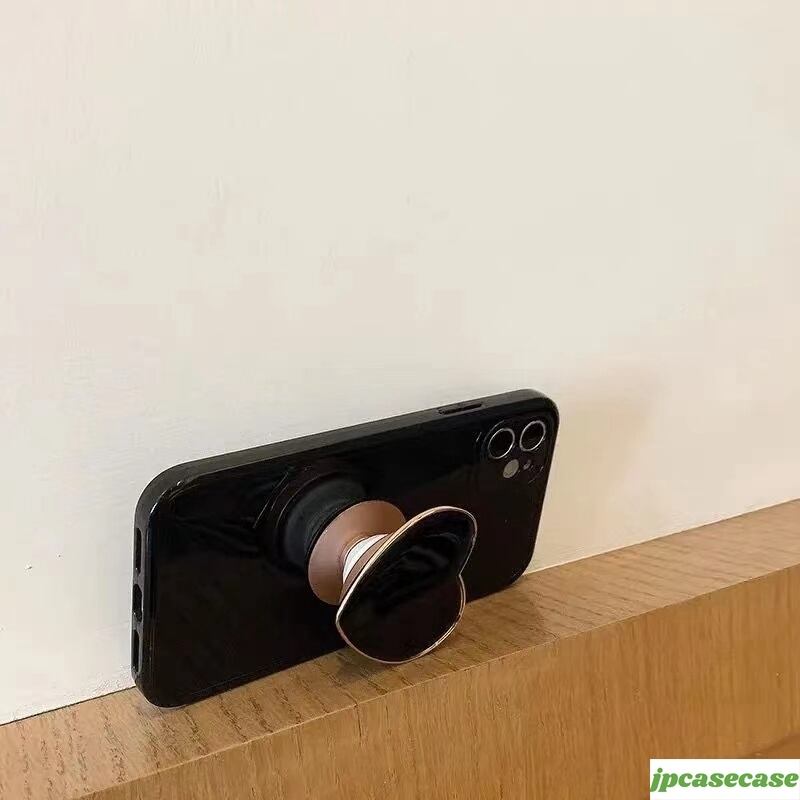 iPhone 12ProMax~7ケース・スマホケース ハートソケット付き 黒 シック