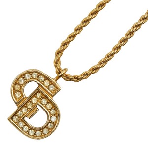 ディオール CDロゴ ラインストーン ネックレス ゴールド メッキ レディース Dior 【中古】