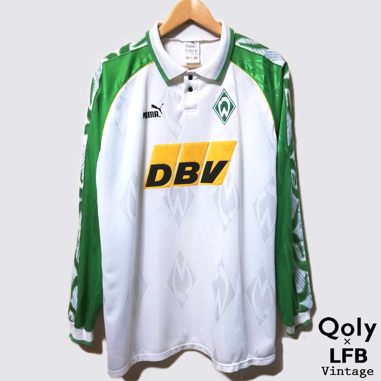 PUMA ヴェルダー・ブレーメン ユニフォーム DBV サッカー L USED】ヴェルダー・ブレーメン 1995-96 Puma ホーム長袖ユニフォーム