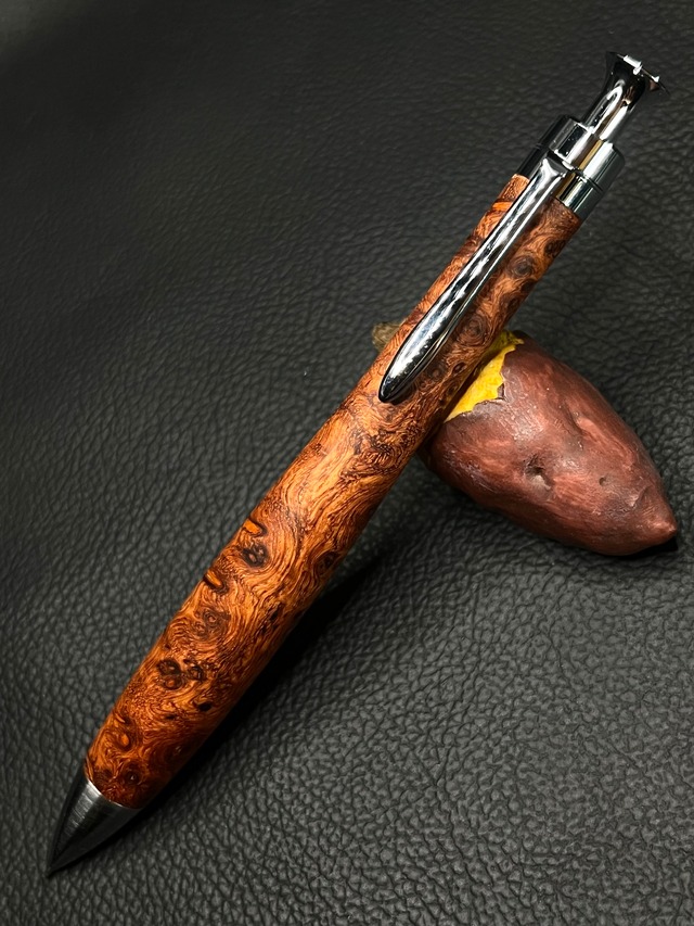 野原工芸 本花梨虎杢 新型シャープペンシル 固定式口金 ゴールド 0.5mm 