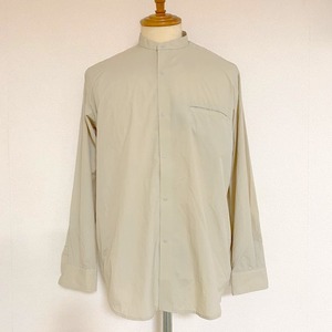 Nylon Ripstop Pocketable Band Collar L/S Shirts　Beige