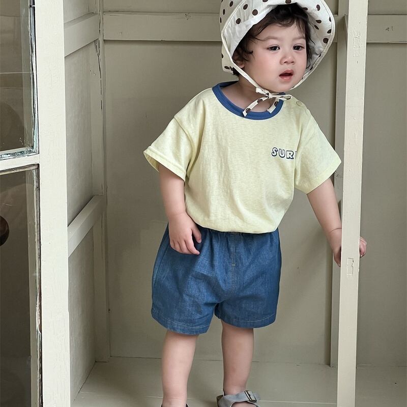 【BABY】夏新作 英字柄Tシャツ デニムショートパンツ